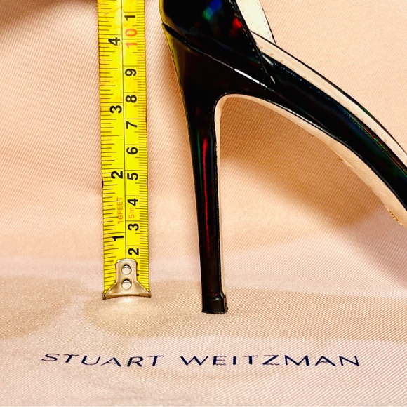 Stuart Weitzman Stiletto Patent Leather High Heel Sandals/ black metallic/size 8 - Picture 2 of 14